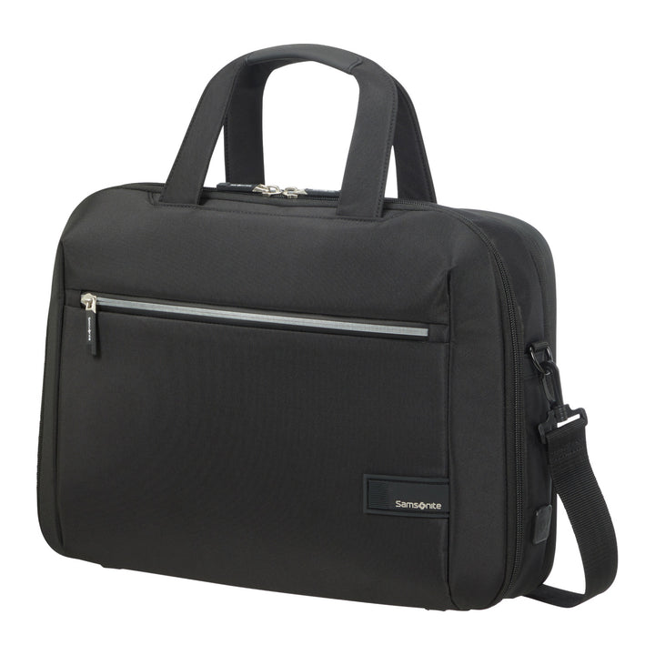 Samsonite Litepoint Bailhandle 15,6" laptoptas zwart met USB-poort en reflecterende rits