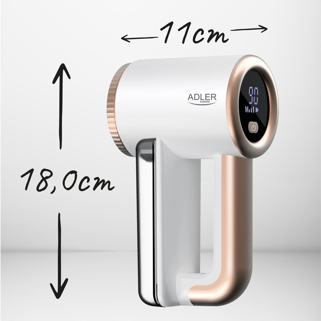Adler scheerapparaat voor stoffen, opladen via USB, LCD-display, 3-traps snelheid, borstel, AD 9617