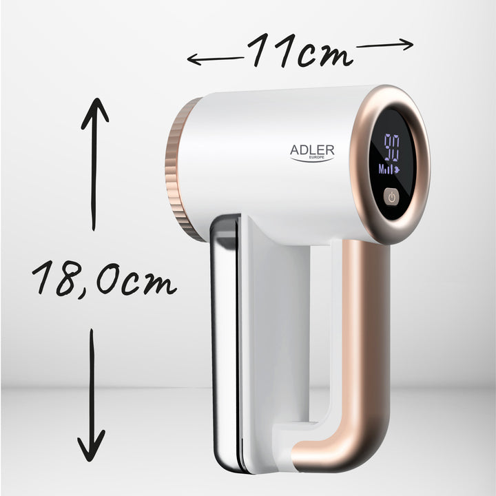 Adler scheerapparaat voor stoffen, opladen via USB, LCD-display, 3-traps snelheid, borstel, AD 9617