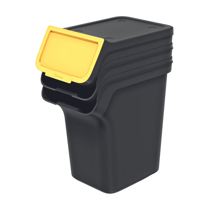 Afvalbakset Keden, voor recycling, 3x20 liter, zwart, Stackbox