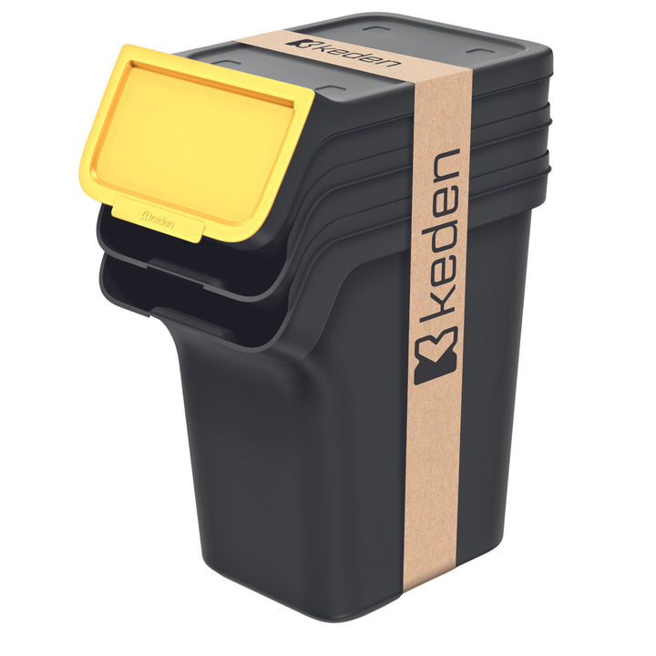 Afvalbakset Keden, voor recycling, 3x20 liter, zwart, Stackbox