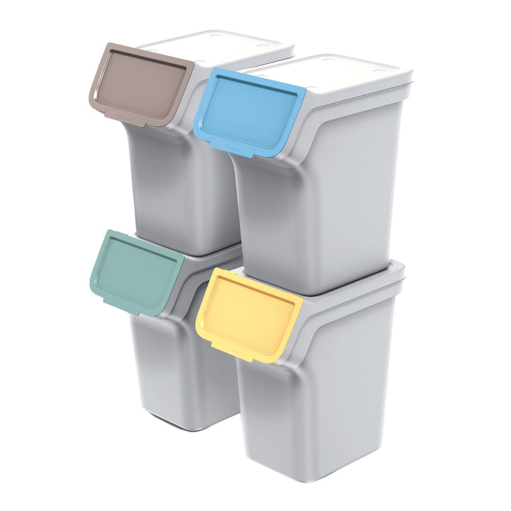 Afvalbakset Keden, voor afvalscheiding, 4x20 liter, as, Stackbox