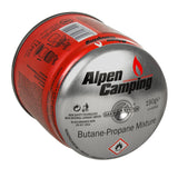 24x Alpen Camping 400ml gaspatroon, certificaat: Pi 0437, voldoet aan EN417, propaan-butaan, bereik -10°c tot + 40°c, GAS STOP systeem IK006