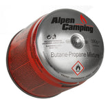 24x Alpen Camping 400ml gaspatroon, certificaat: Pi 0437, voldoet aan EN417, propaan-butaan, bereik -10°c tot + 40°c, GAS STOP systeem IK006