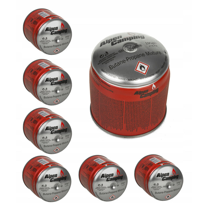 48x Alpen Camping 400ml gaspatroon, certificaat: Pi 0437, voldoet aan EN417, propaan-butaan, bereik -10°c tot + 40°c, GAS STOP systeem IK006