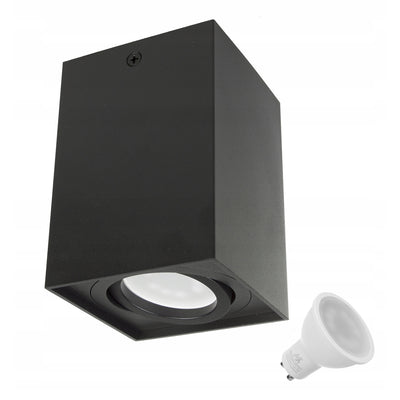 Maclean buis- / opbouwarmatuur, spot, halogeen, vierkant, aluminium, lamp 5W GU10, 80x80x115mm, kleur zwart, MCE426 B +