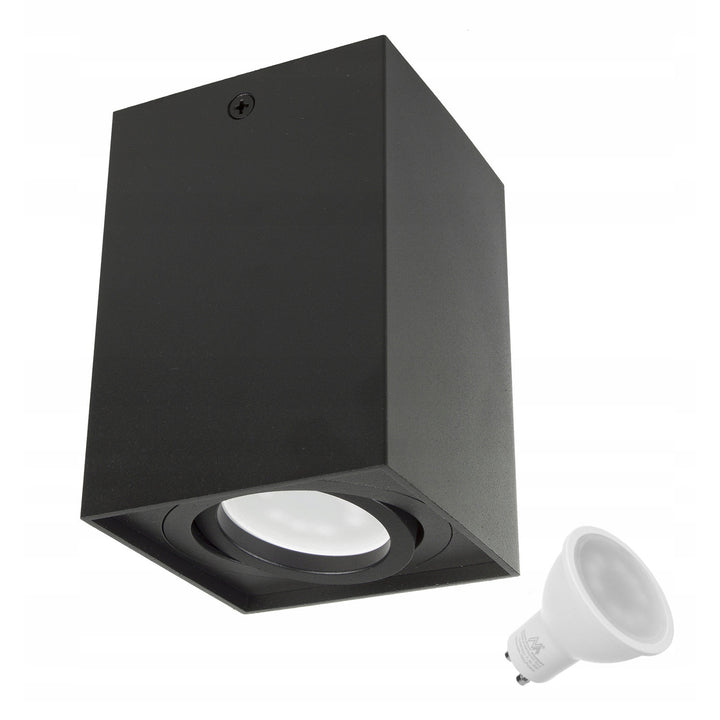 Maclean buis- / opbouwarmatuur, spot, halogeen, vierkant, aluminium, lamp 5W GU10, 80x80x115mm, kleur zwart, MCE426 B +