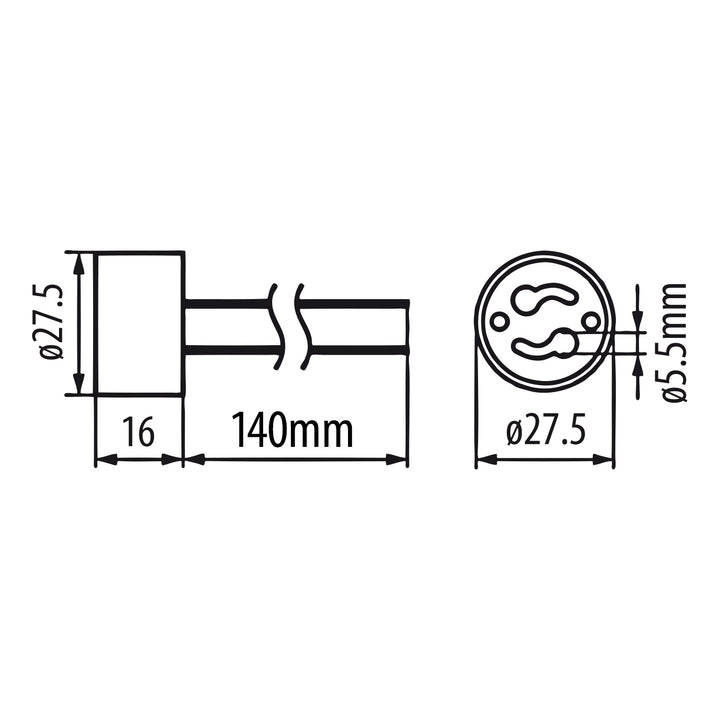 10x Maclean stopcontact, GU10 keramisch stopcontact, 250V~, Max. nominale stroom 2A, Kabellengte 14cm, MCE428