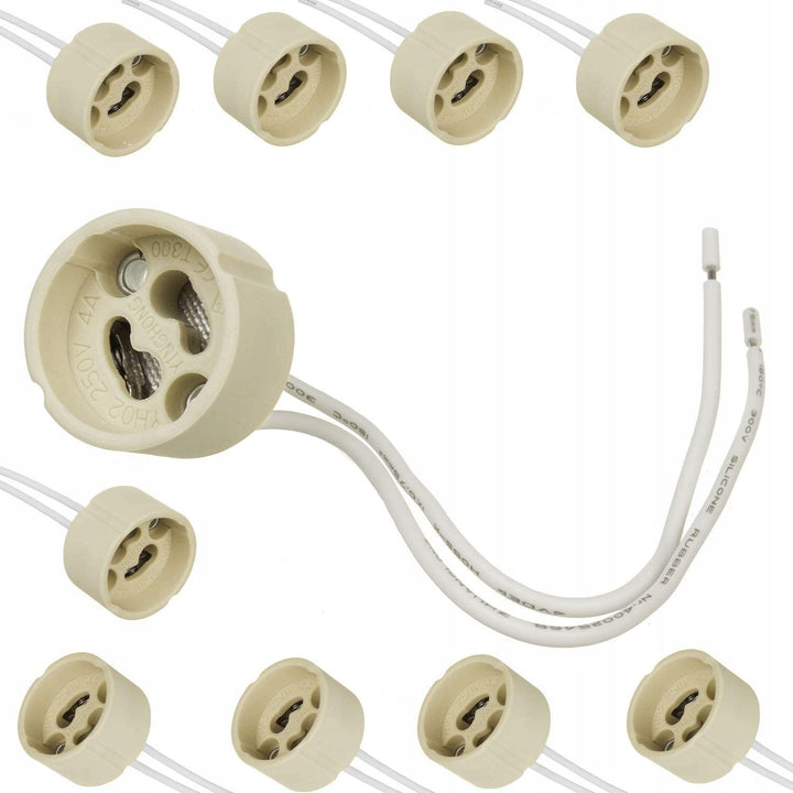 10x Maclean stopcontact, GU10 keramisch stopcontact, 250V~, Max. nominale stroom 2A, Kabellengte 14cm, MCE428