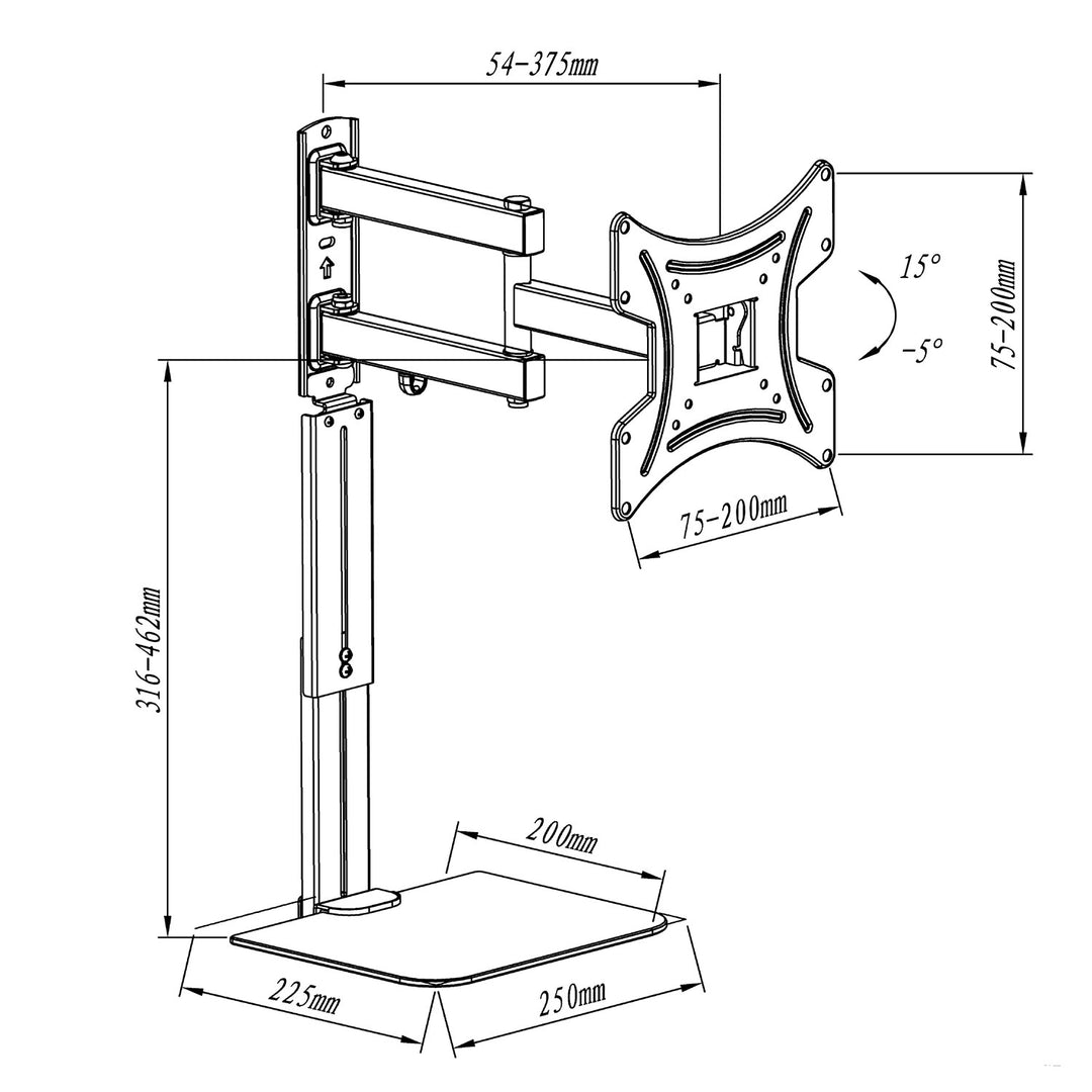 Maclean TV steun met DVD plank, vesa 200x200 , 23"-43", 25kg, MC-771A