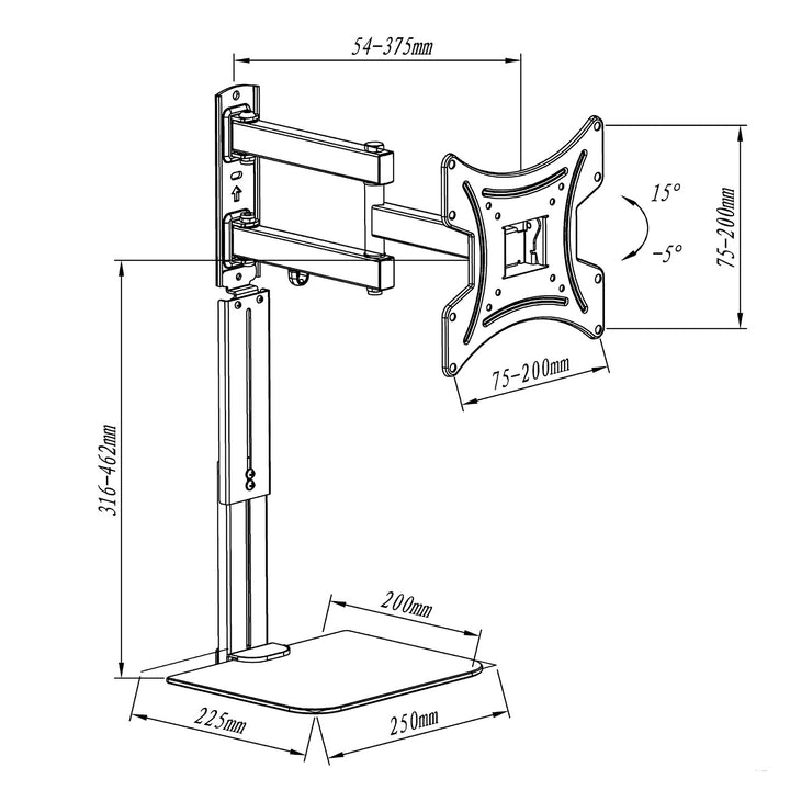 Maclean TV steun met DVD plank, vesa 200x200 , 23"-43", 25kg, MC-771A