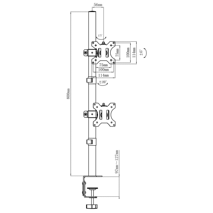 Maclean monitorsteun, max VESA 100x100, 13-27", 9kg, MC-966