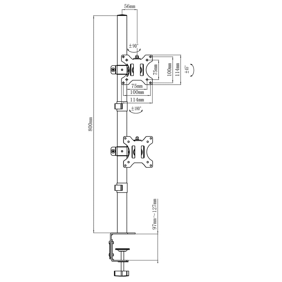 Maclean monitorbeugel, max. VESA 100x100, 13-27", 9 kg, MC-966