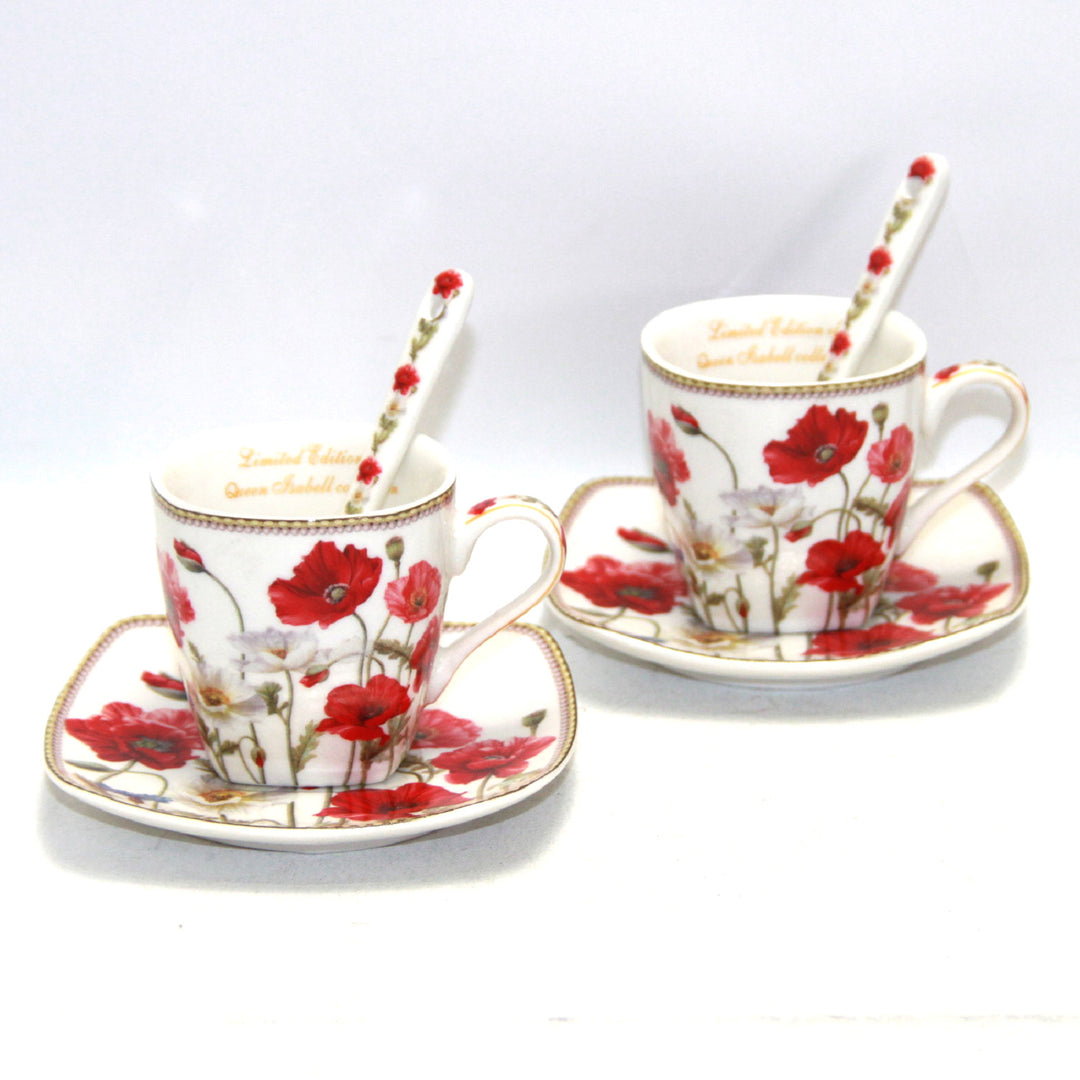 Espressokopjes porseleinen set met borden Queen Isabell W9PWH06-09596