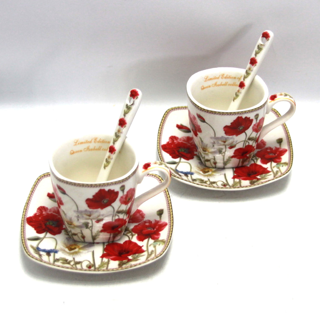 Espressokopjes porseleinen set met borden Queen Isabell W9PWH06-09596
