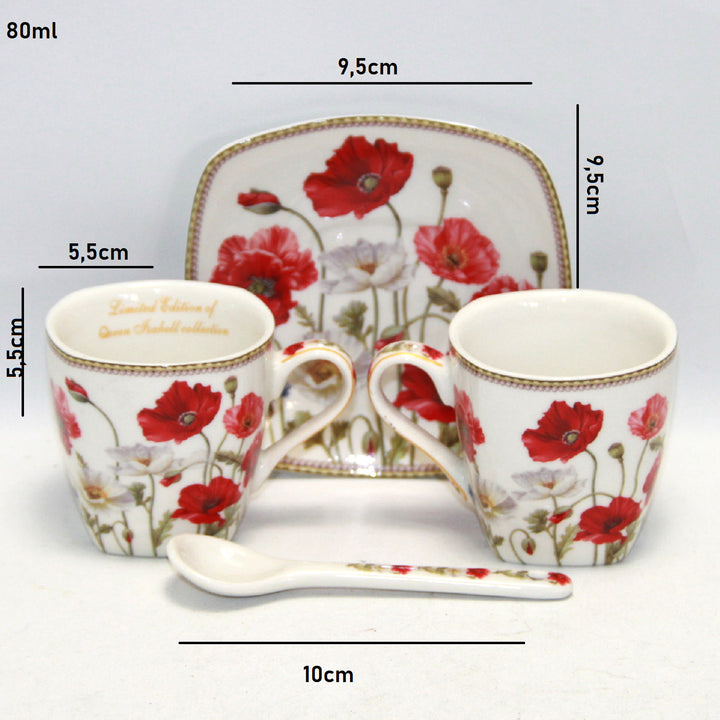 Espressokopjes porseleinen set met borden Queen Isabell W9PWH06-09596