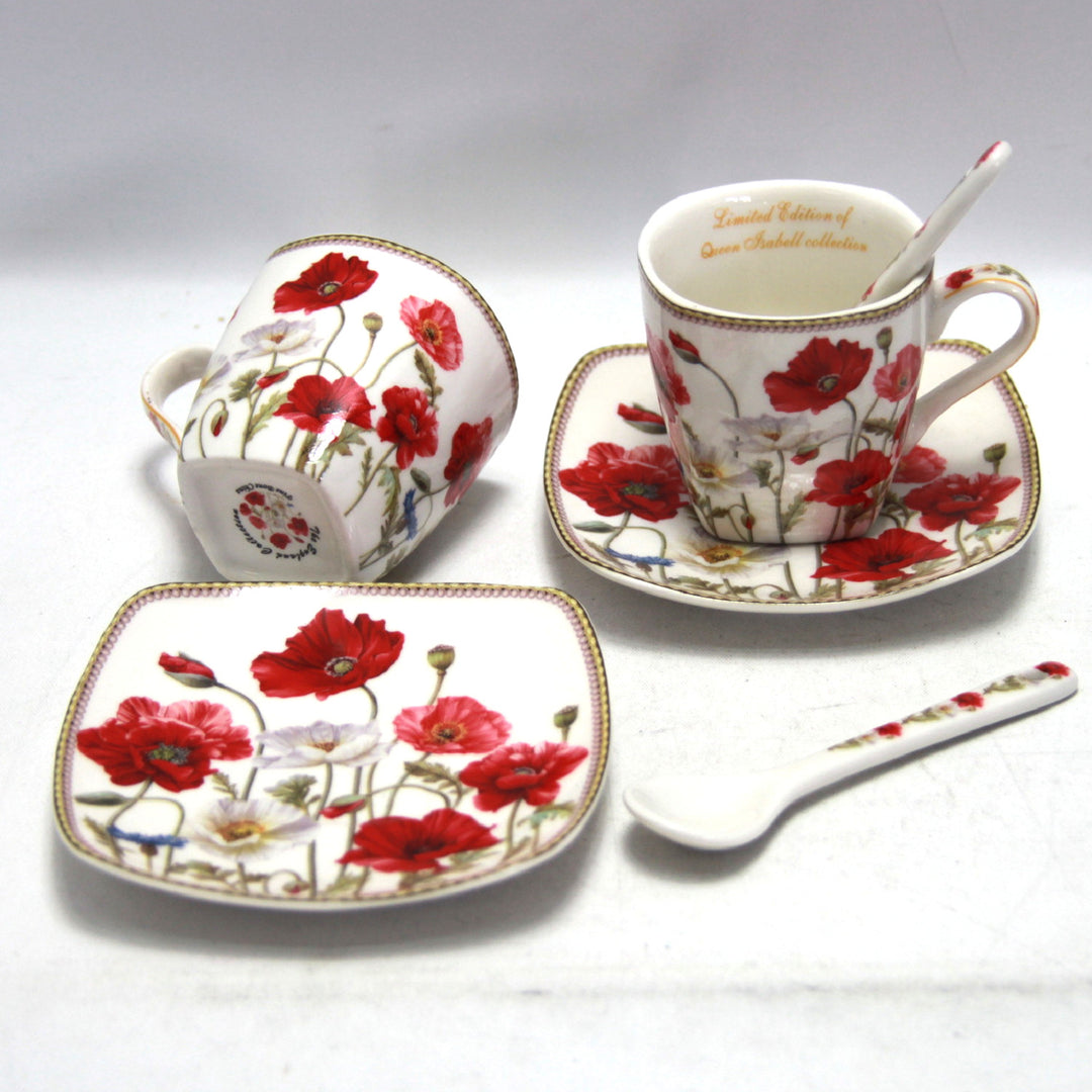 Espressokopjes porseleinen set met borden Queen Isabell W9PWH06-09596