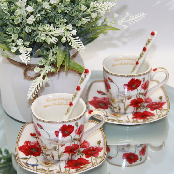 Espressokopjes porseleinen set met borden Queen Isabell W9PWH06-09596