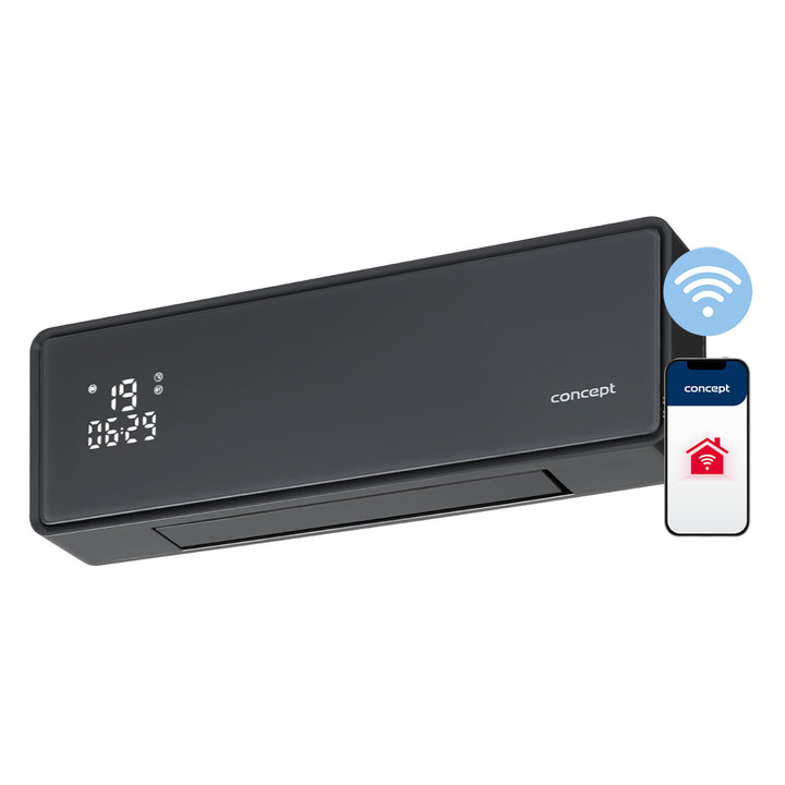 Concept keramische kachel, wandmodel, LED-scherm, timer, grijs, QH4100