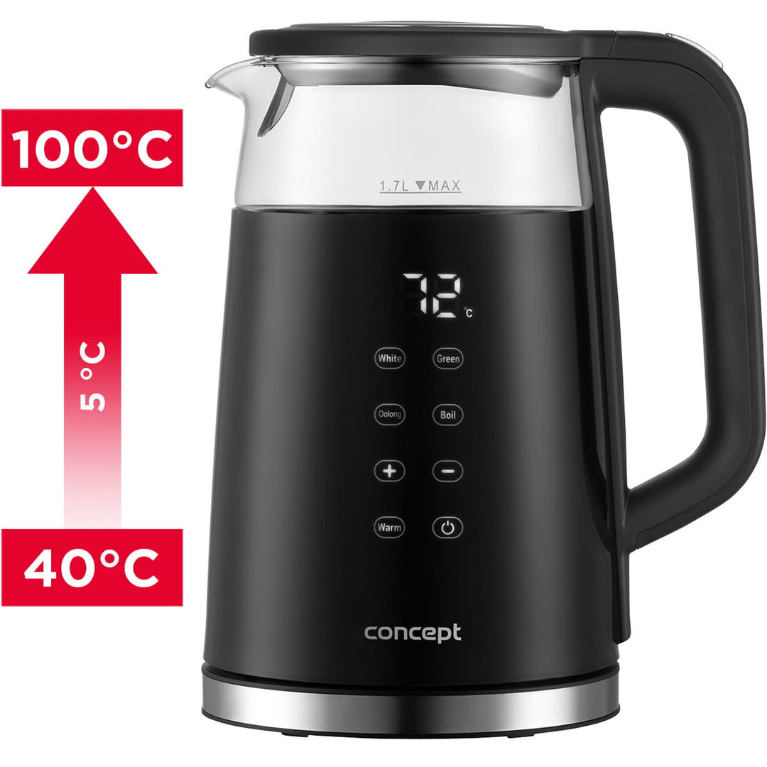 1.7L Concept glazen waterkoker met temperatuurregeling RK4100