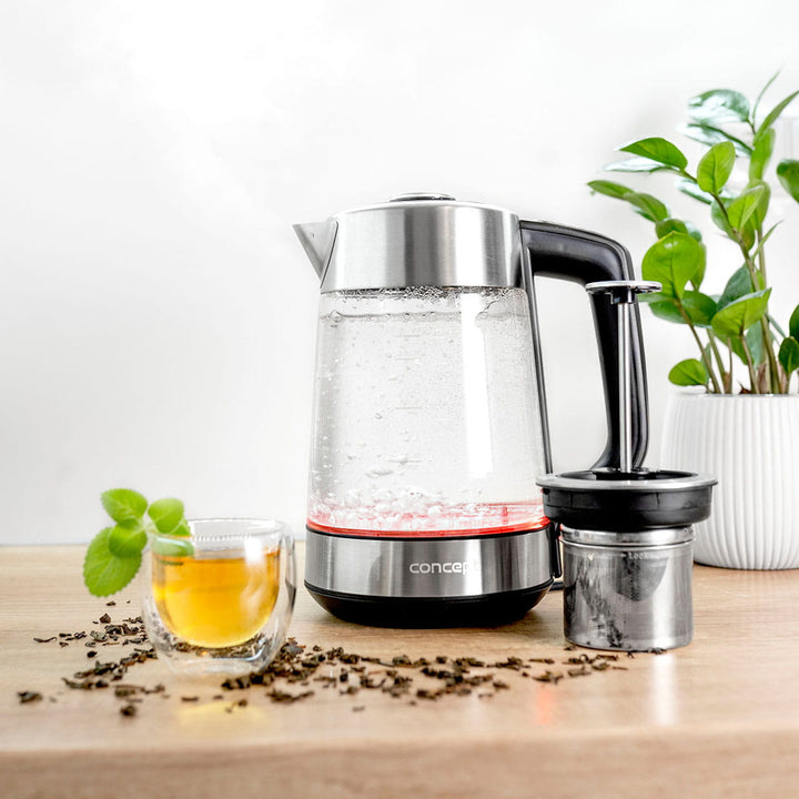 Concept 1.7L glazen elektrische waterkoker met temperatuurregeling en koffiezetapparaat RK4190