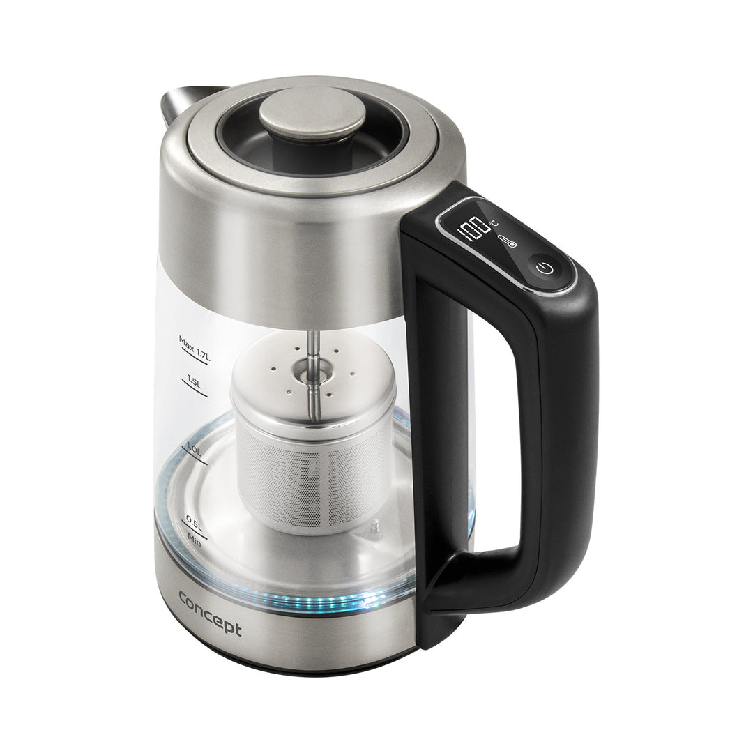 Concept 1.7L glazen elektrische waterkoker met temperatuurregeling en koffiezetapparaat RK4190