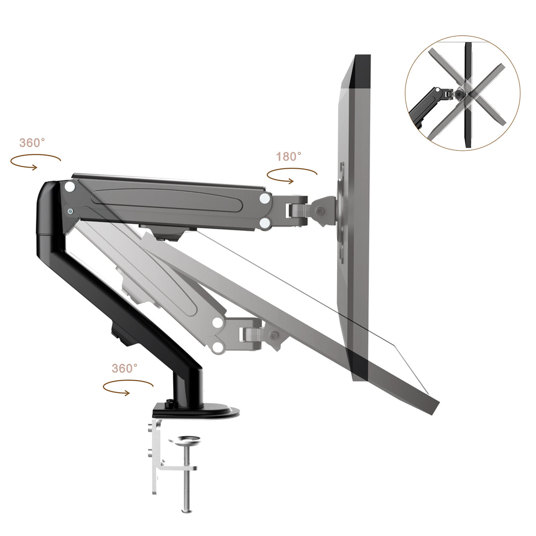 Monitorsteun Maclean, gasveer, 13"-27", 8 kg, zwart, MC-860N