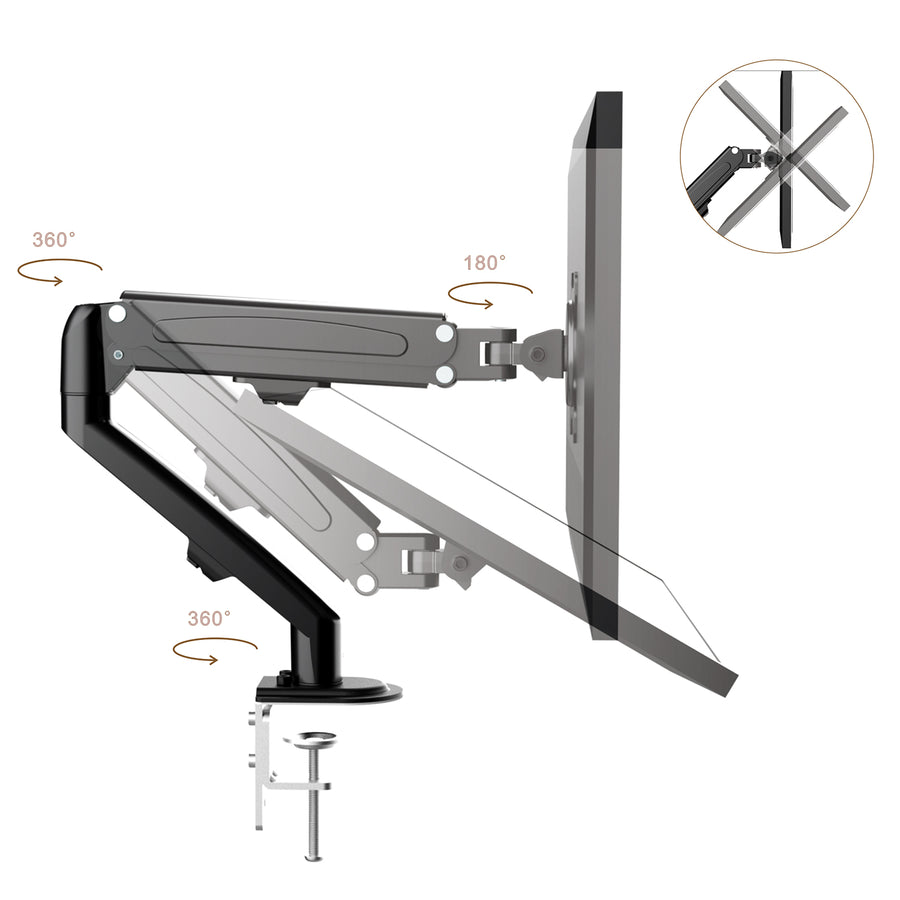 Monitorsteun Maclean, gasveer, 13"-27", 8 kg, zwart, MC-860N