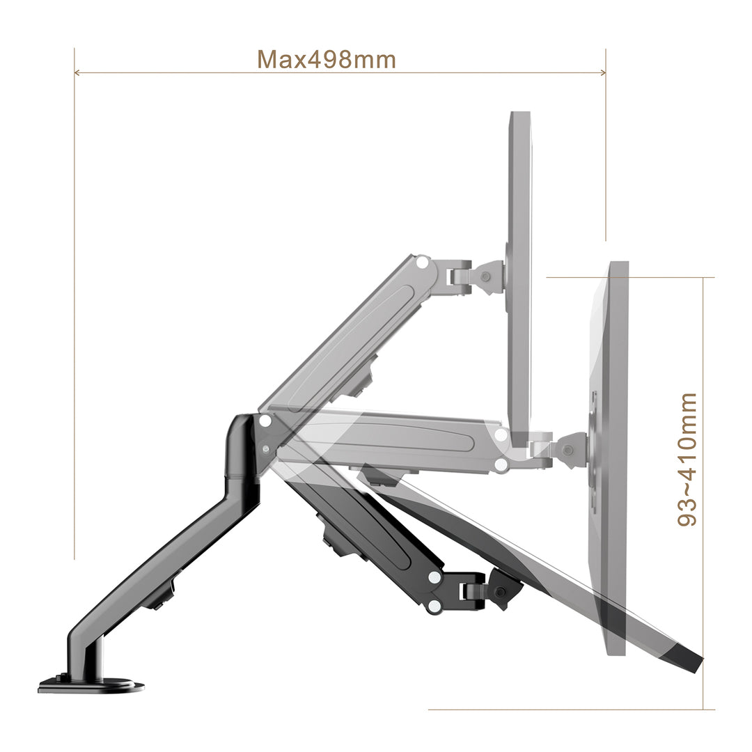 Monitorsteun Maclean, gasveer, 13"-27", 8 kg, zwart, MC-860N