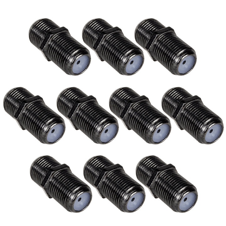 10x Maclean F-F stopcontact, professionele overgang, stekker zwart nikkel, MCTV-904