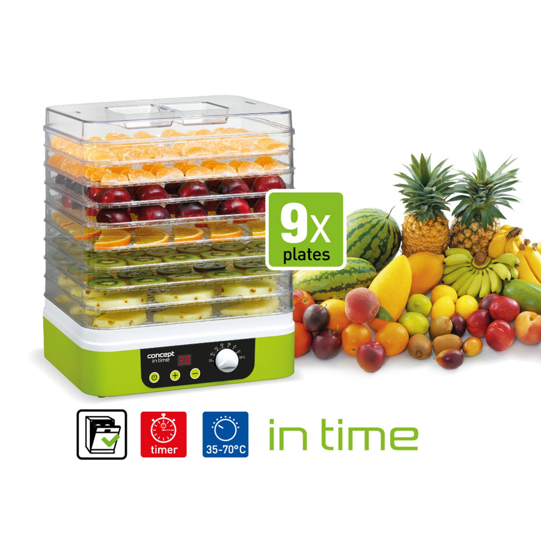 Concept champignon-, fruit- en kruidendroger, 9 zeven, timer, temperatuurregeling, UK-stekker, SO-1060 UK