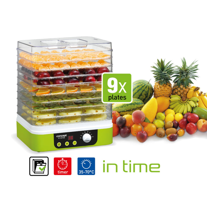Concept champignon-, fruit- en kruidendroger, 9 zeven, timer, temperatuurregeling, UK-stekker, SO-1060 UK