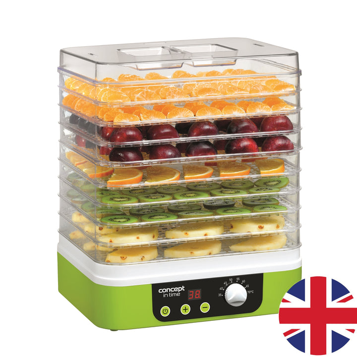 Concept champignon-, fruit- en kruidendroger, 9 zeven, timer, temperatuurregeling, UK-stekker, SO-1060 UK