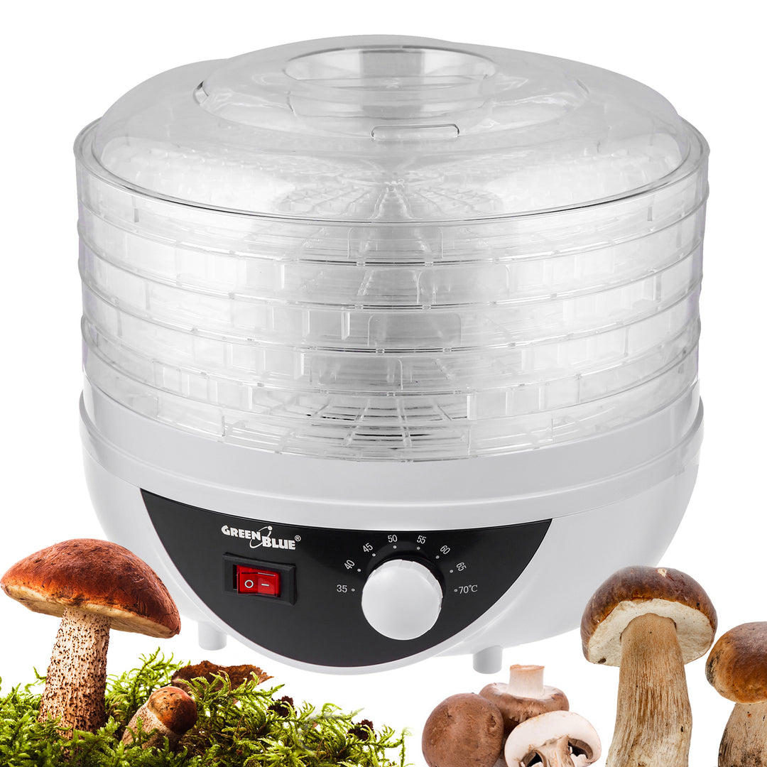 GreenBlue champignon-, groente- en fruitdroger, 250 W vermogen - zeer stil, GB195 UK-stekker