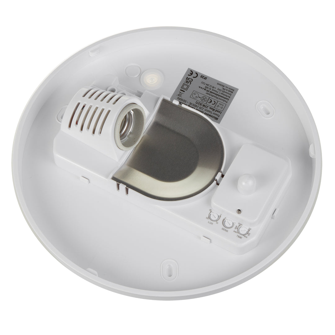 Maclean plafondlamp 1xE27 met sensor, microgolfsensor, PMMA diffuser, max. belasting 25W, IP20, MCE309
