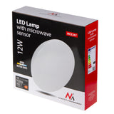 Maclean plafond LED sensorlamp, microgolf sensor 5.8GHz,4000K, 12W, 950lm, IP44, MCE347
