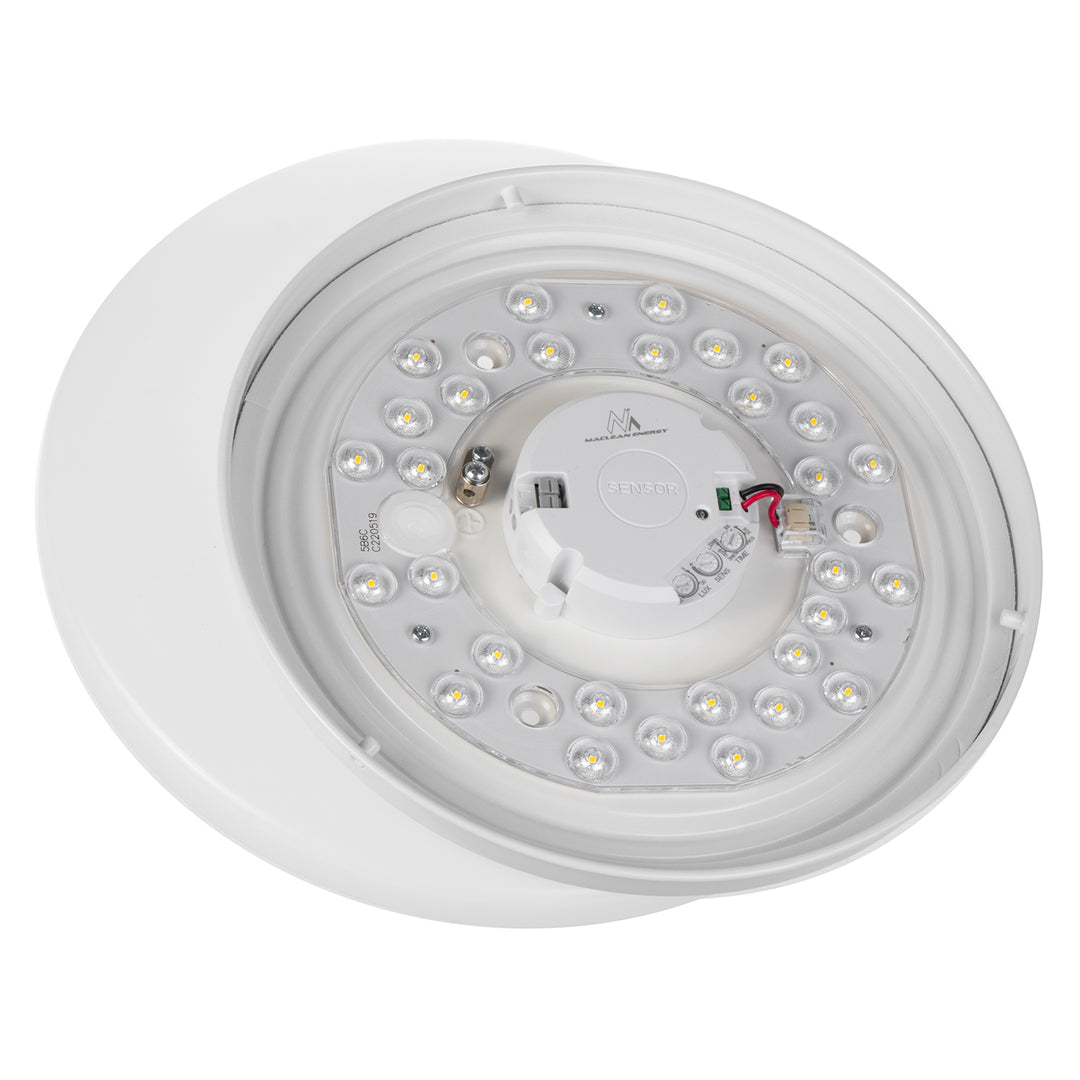Maclean plafond LED sensorlamp, microgolf sensor 5.8GHz,4000K, 12W, 950lm, IP44, MCE347