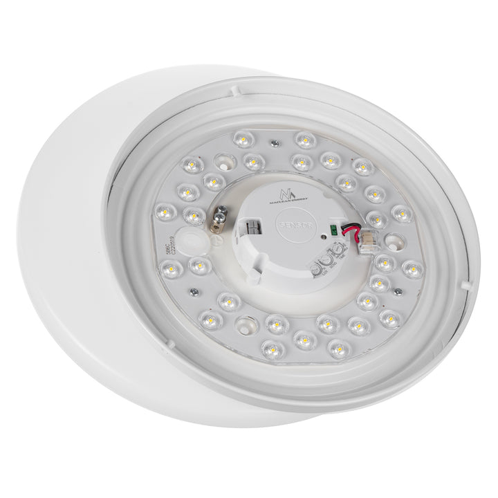 Maclean plafond LED sensorlamp, microgolf sensor 5.8GHz,4000K, 12W, 950lm, IP44, MCE347