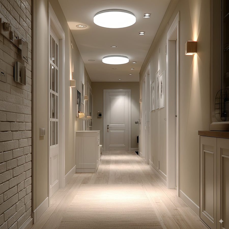 Maclean plafond LED sensorlamp, microgolf sensor 5.8GHz,4000K, 12W, 950lm, IP44, MCE347