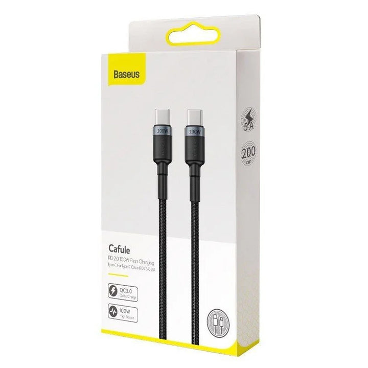 USB-C PD 2.0 200cm Baseus Cafule CATKLF-ALG1 Quick Charge 3.0 5A kabel met 100W snellaadondersteuning