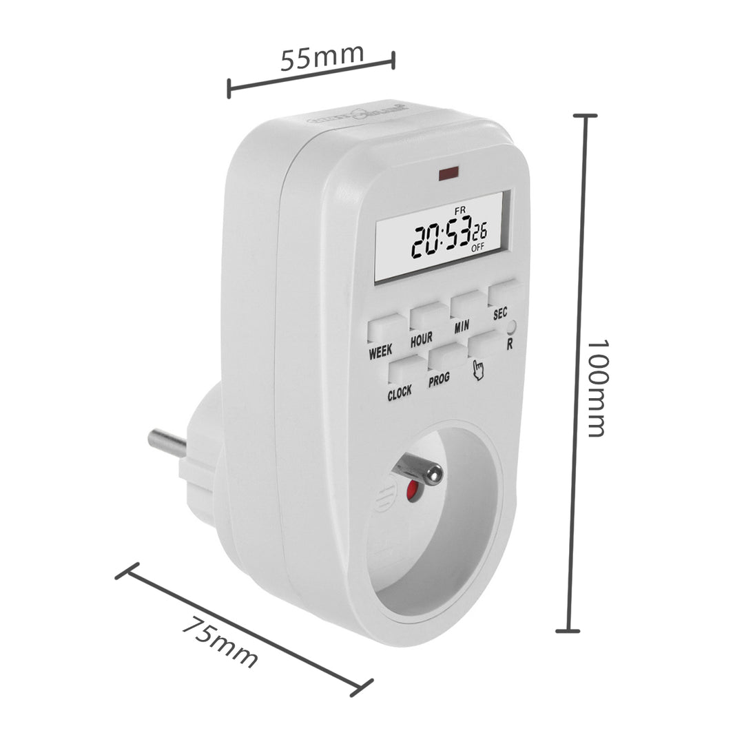 GreenBlue - Tijdschakelaar - Timer Schakelaar / digitale schakelklok - Type E - schakelklok - max. belasting 16A, IP20, GB362 E