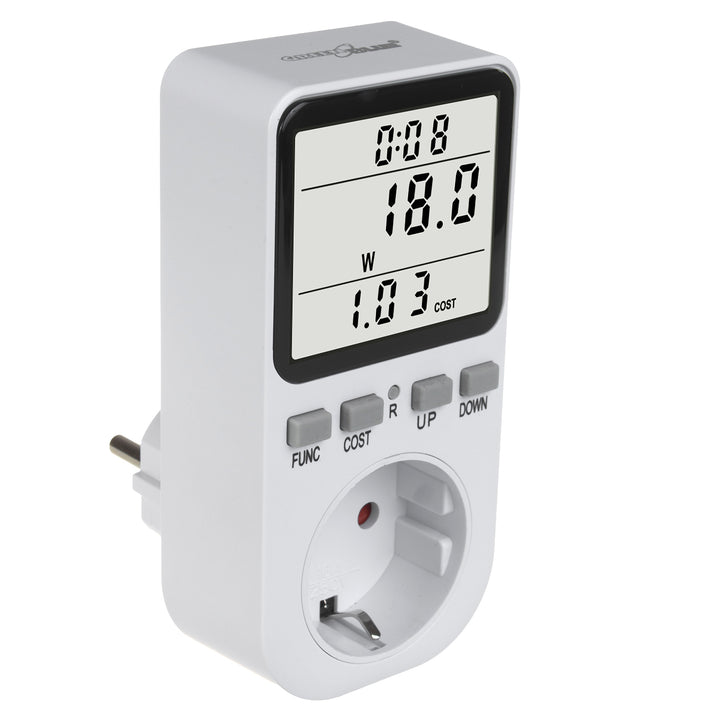 GreenBlue energiemeter, wattmeter, type F, 220-240V AC, 50Hz, max. belasting 16A, IP20, ingebouwde batterij, GB364 F