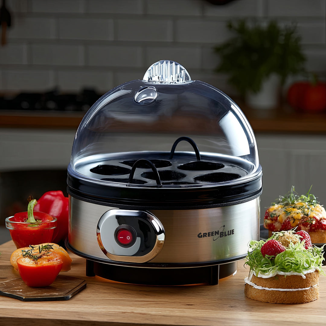GreenBlue automatische eierkoker, vermogen 400W, tot 7 eieren, maatbeker, 220-240V~, 50 Hz, GB572