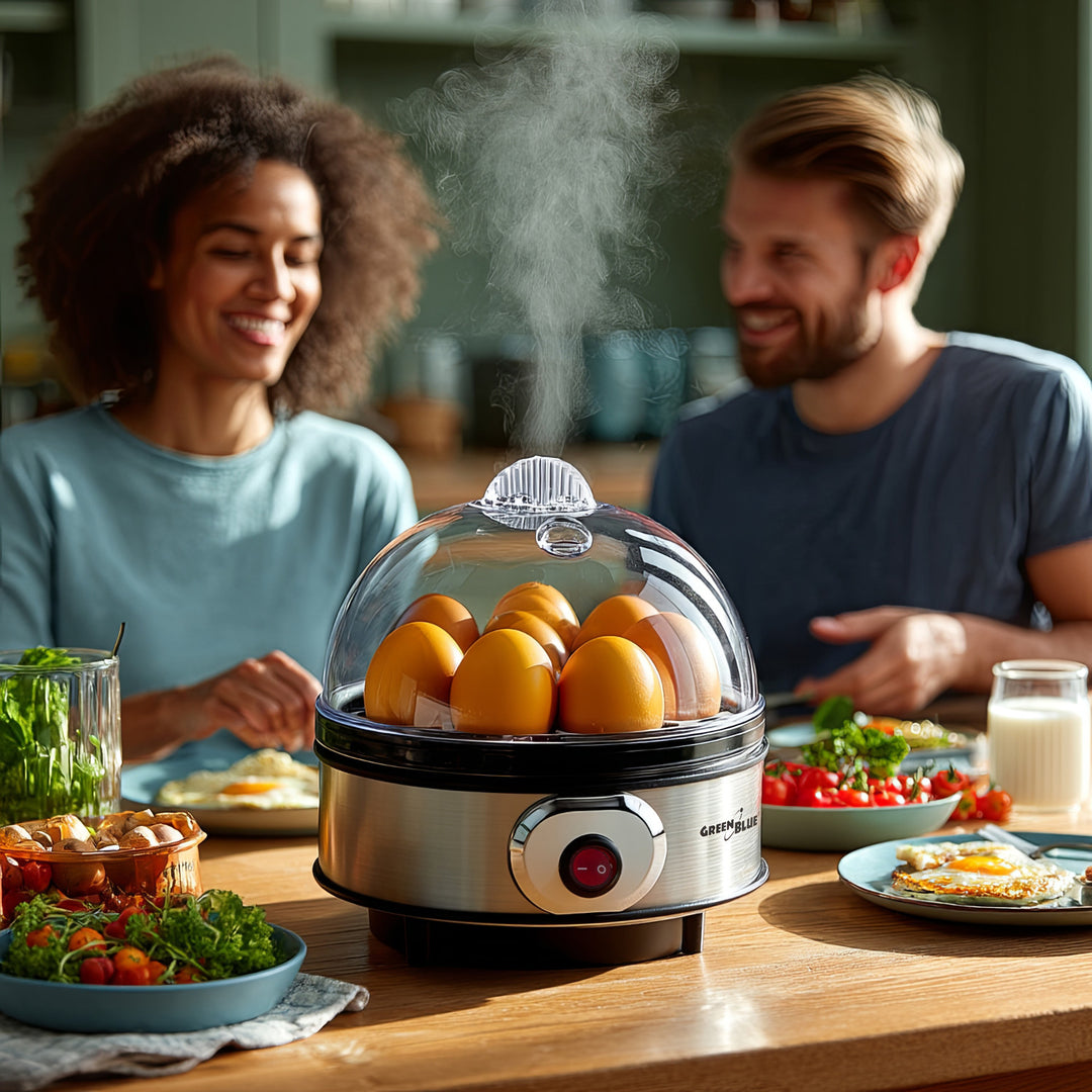 GreenBlue automatische eierkoker, vermogen 400W, tot 7 eieren, maatbeker, 220-240V~, 50 Hz, GB572