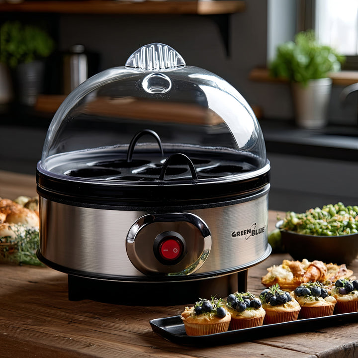 GreenBlue automatische eierkoker, vermogen 400W, tot 7 eieren, maatbeker, 220-240V~, 50 Hz, GB572