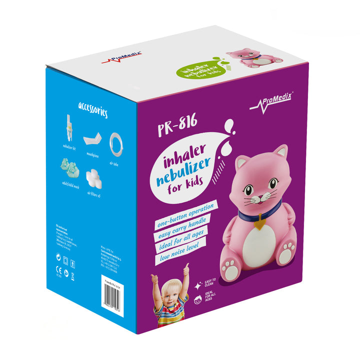 Reiswieg Promedix,125x65x74cm, blauw, wielen, beschermhoes, PR-803B + Babycat inhalator PR-816