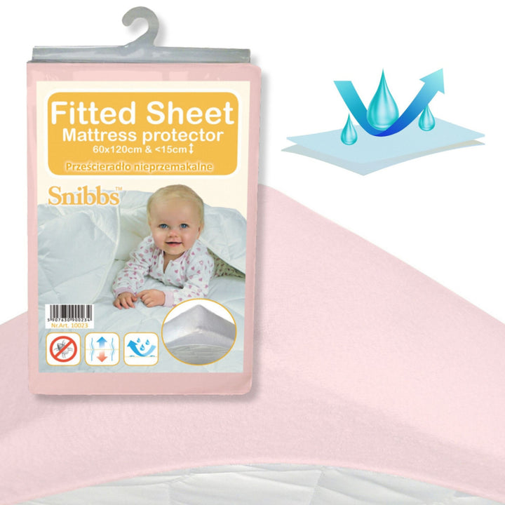 Snibbs waterbestendig laken, roze, 60x120 cm, T-SNI-100232