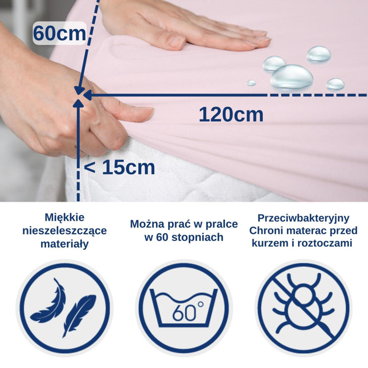 Snibbs waterbestendig laken, roze, 60x120 cm, T-SNI-100232