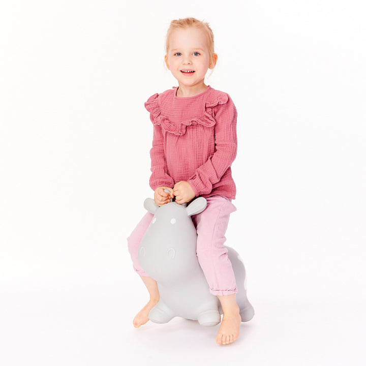 Hoppimals rubberen trui, grijze fudge, pomp, T-TFF-NN140
