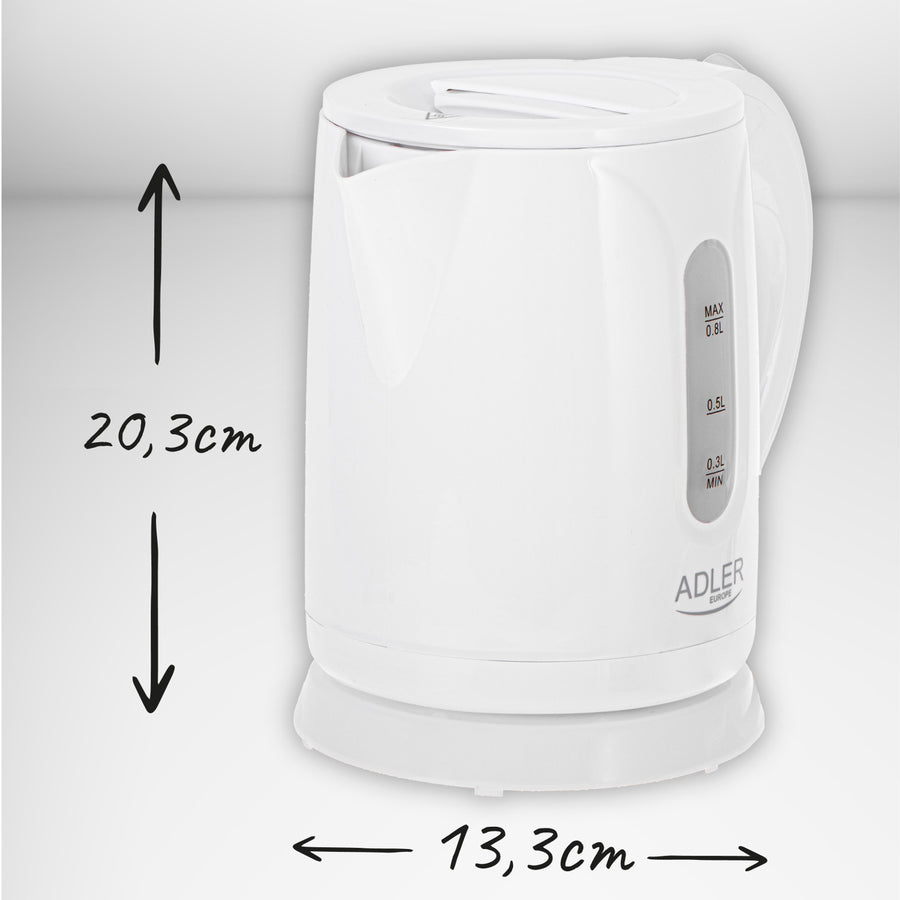 Adler draadloze waterkoker, inhoud 0,8 l, vermogen 850 W, AD1371